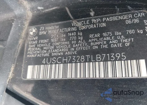 1996 BMW Z3 1.9 from USA, damaged, VIN 4USCH7328TLB71395